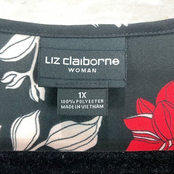 Liz Claiborne Long Sleeve Floral Detail Blouse - Picture 3 of 6
